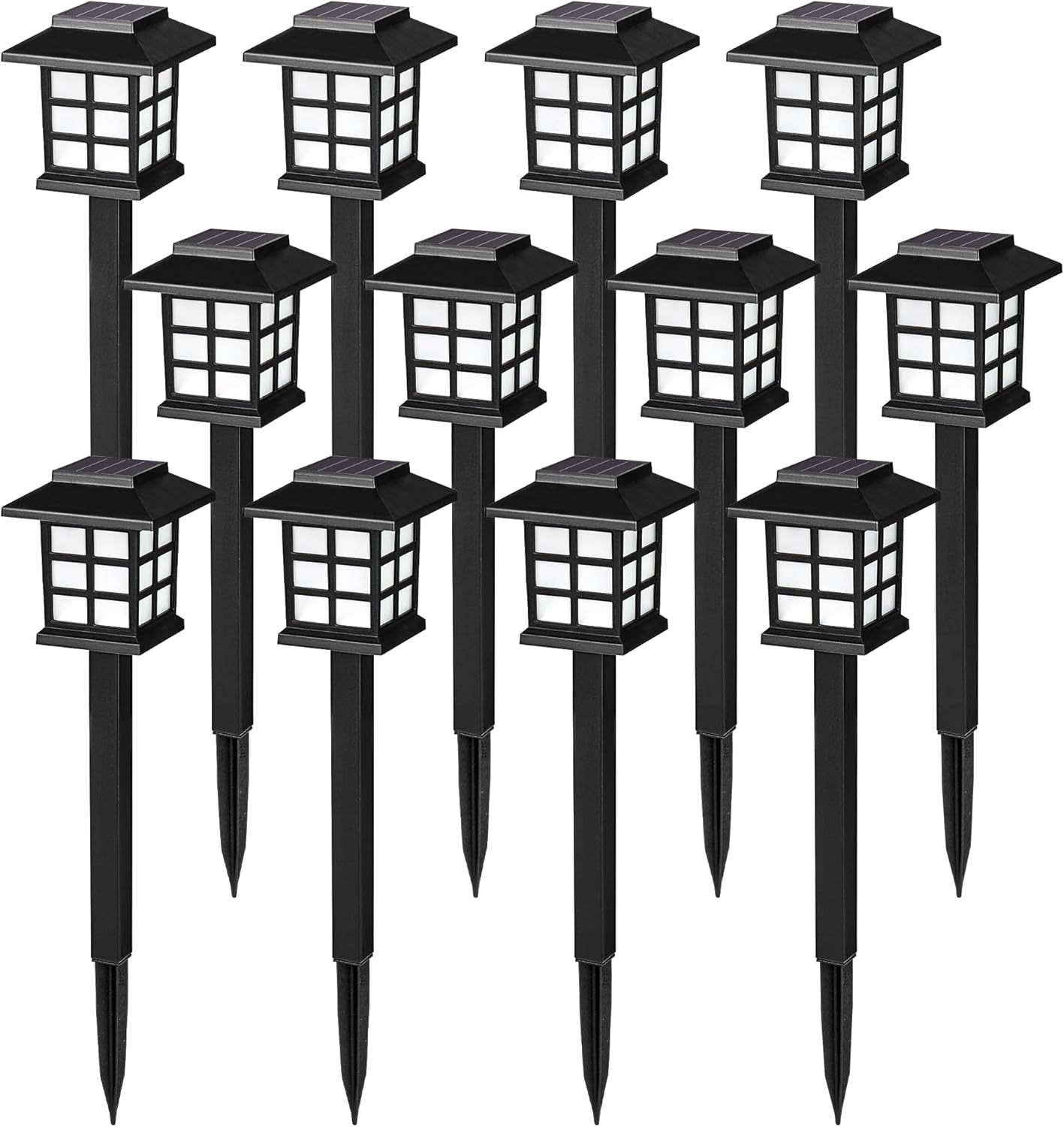 Solar Outdoor Lights,12 Pack Solar Path Lights, Solar Walkway Lights Outdoor, Solar Garden Lights, Solar Pathway Lights Outdoor Waterproof for Garden, Yard, Landscape and Driveway(Warm White)