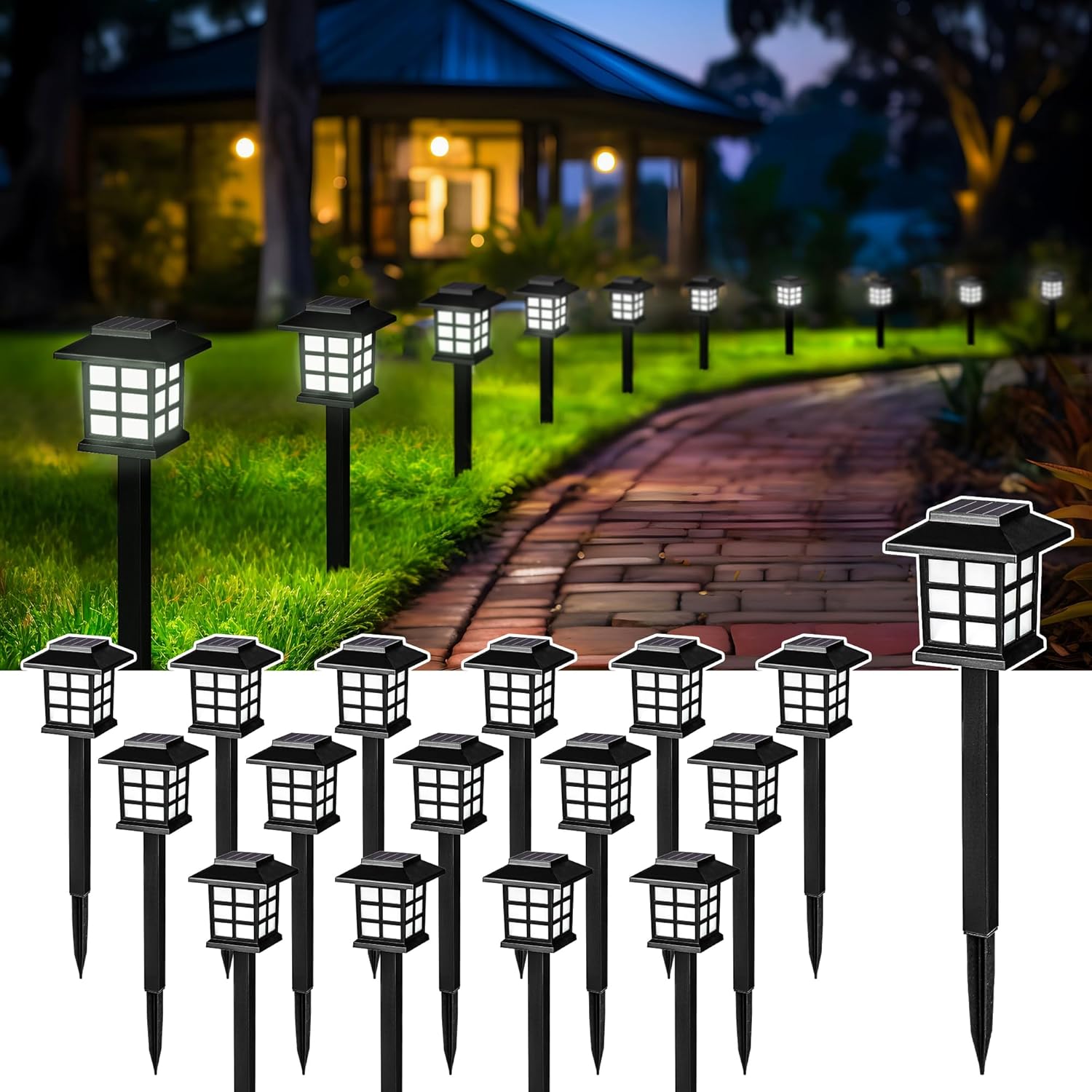 Solar Outdoor Lights,12 Pack Solar Path Lights, Solar Walkway Lights Outdoor, Solar Garden Lights, Solar Pathway Lights Outdoor Waterproof for Garden, Yard, Landscape and Driveway(Warm White)