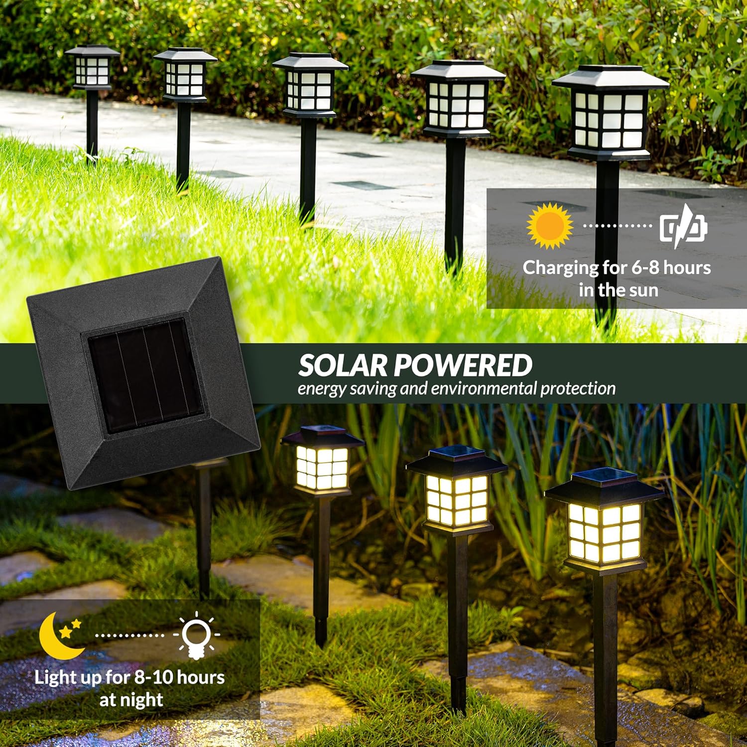 Solar Outdoor Lights,12 Pack Solar Path Lights, Solar Walkway Lights Outdoor, Solar Garden Lights, Solar Pathway Lights Outdoor Waterproof for Garden, Yard, Landscape and Driveway(Warm White)