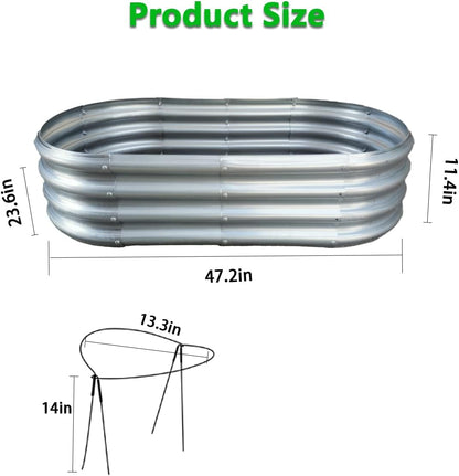 Raised Garden Bed, Outdoor Galvanized Planter Boxes, Beds with Metal Plant Stakes, Large Stock Tank, for Vegetables 4×2×1Ft